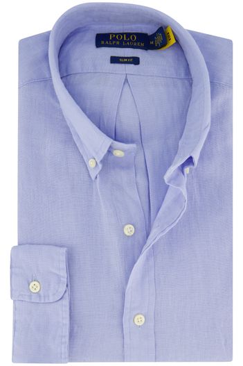 Polo Ralph Lauren Polo Ralph Lauren overhemd slim fit effen blauw linnen