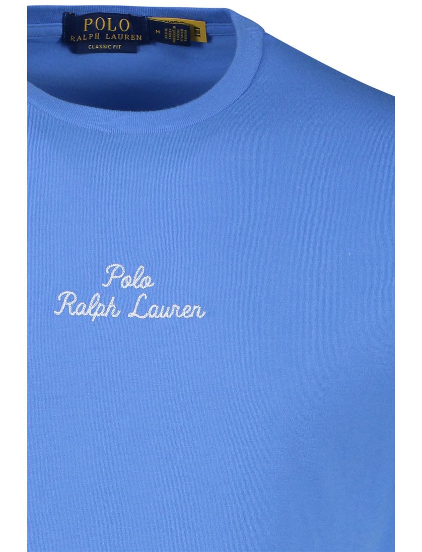 Polo Ralph Lauren t-shirt blauw effen met print classic fit