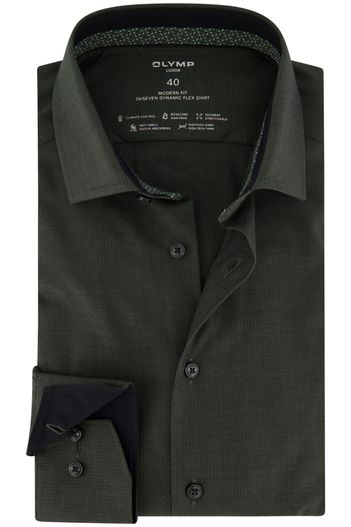 Olymp Groen geprint Olymp business overhemd normale fit