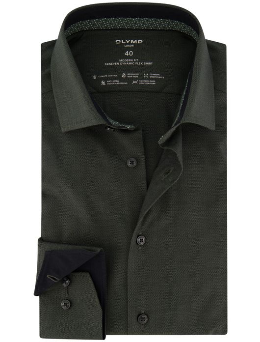 Olymp overhemd groen katoen