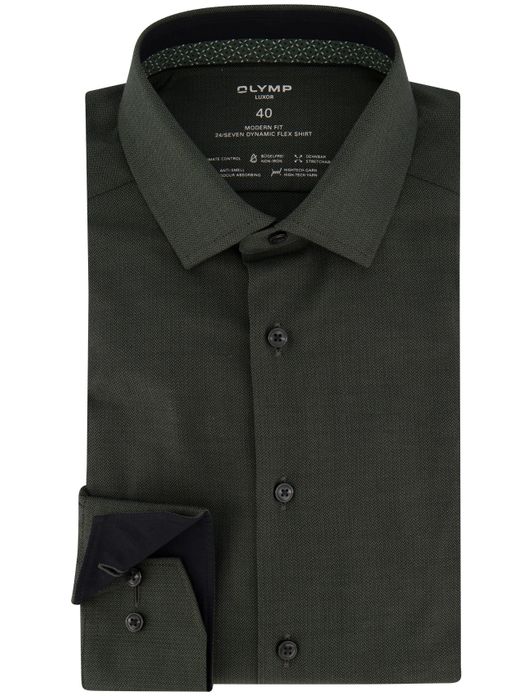 Olymp overhemd groen katoen