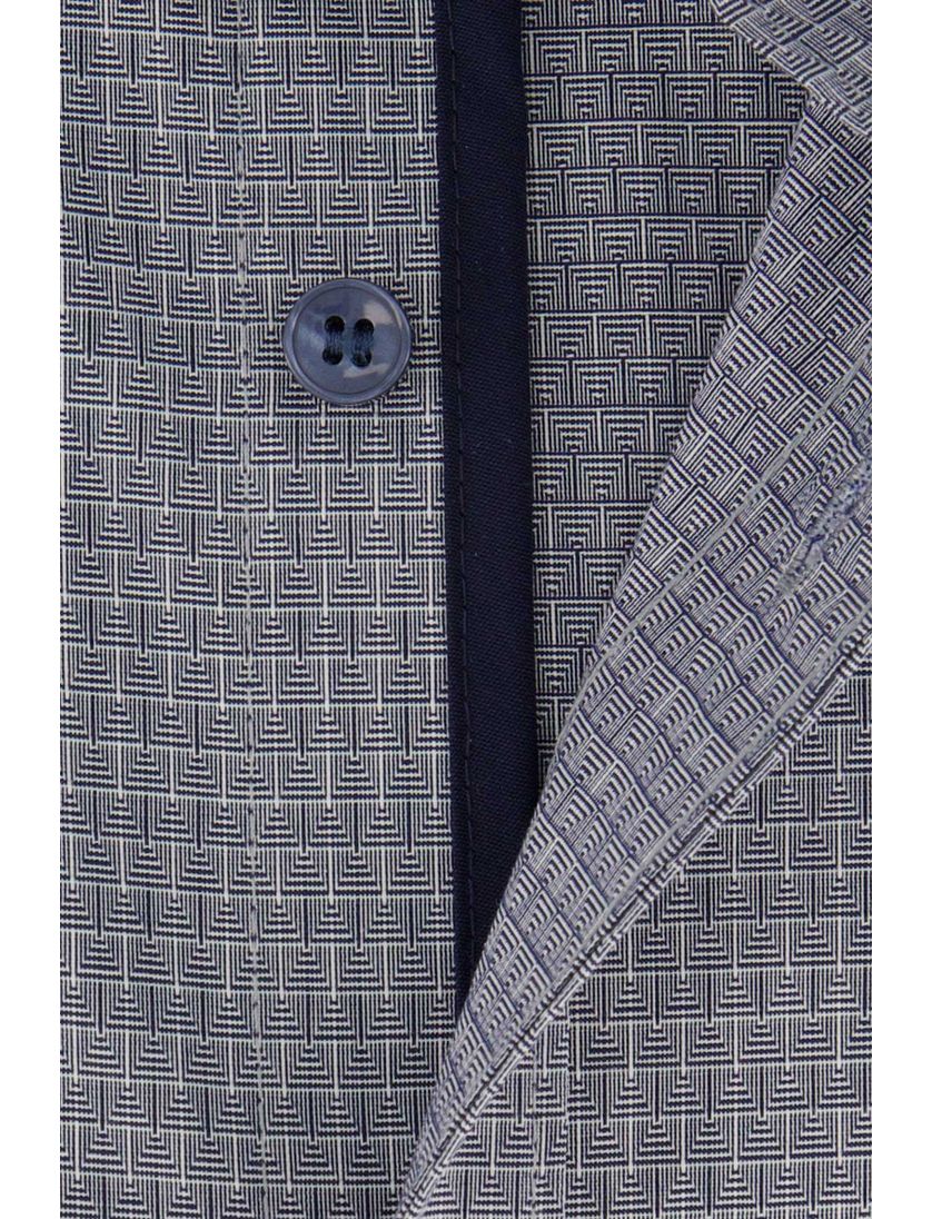 Olymp blauw geruit overhemd body fit katoen