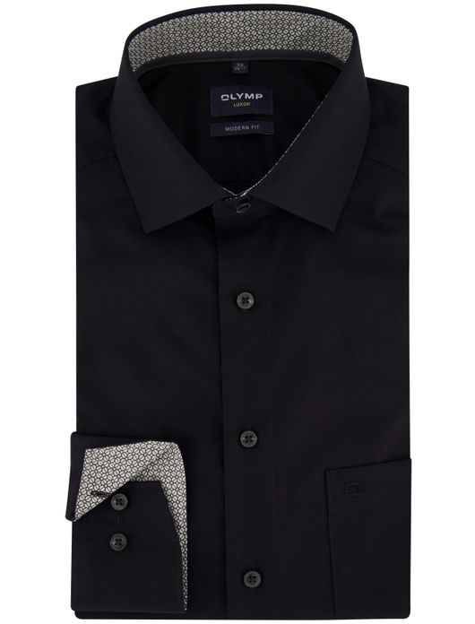 Olymp overhemd zwart strijkvrij