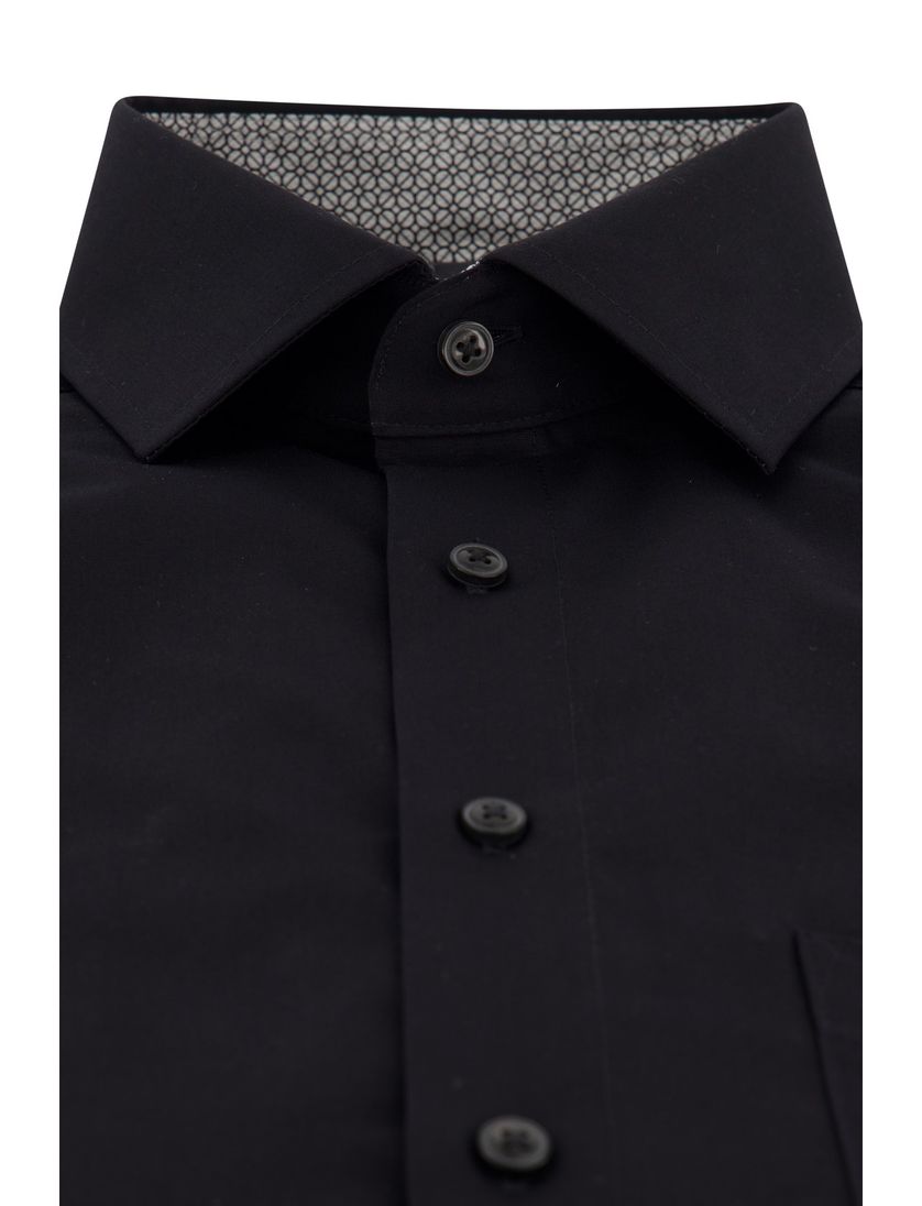 Olymp business overhemd zwart effen katoen
