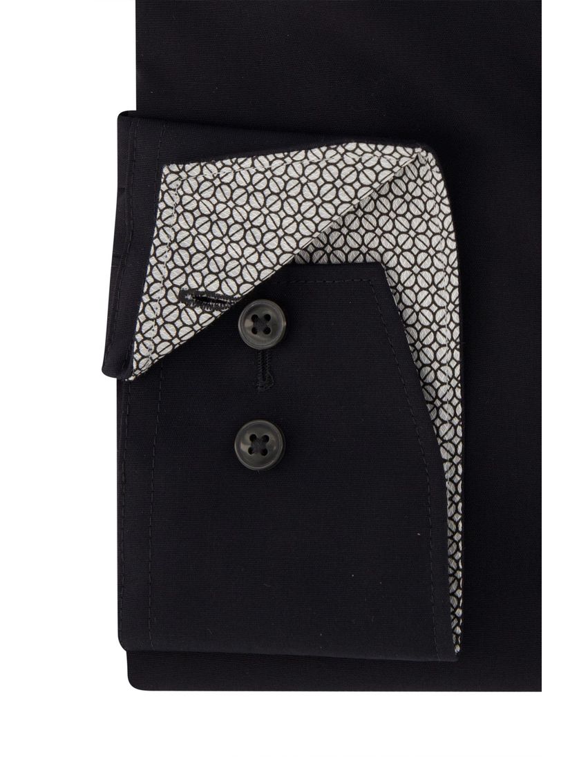 Olymp business overhemd zwart effen katoen