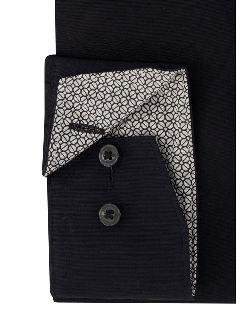 Olymp strijkvrij overhemd zwart katoen modern fit