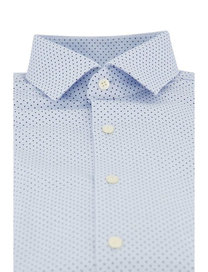 Overhemd Olymp body fit lichtblauw geprint katoen