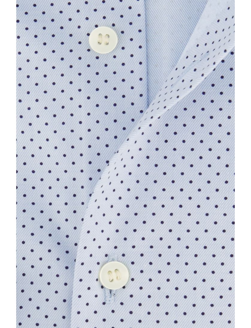 Overhemd Olymp body fit lichtblauw geprint katoen