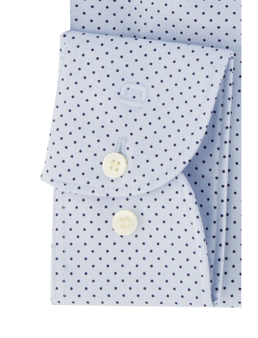 Overhemd Olymp body fit lichtblauw geprint katoen