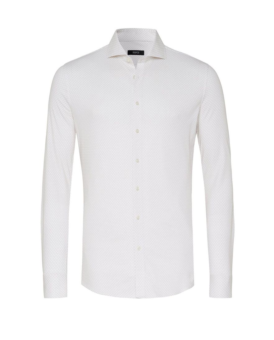 Desoto overhemd slim fit beige geprint katoen