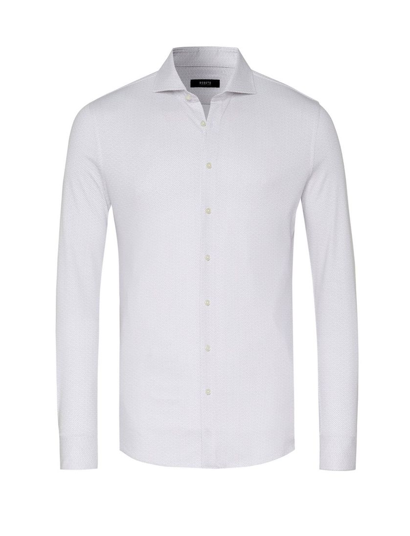 katoenen Desoto business overhemd slim fit geprint lichtbruin