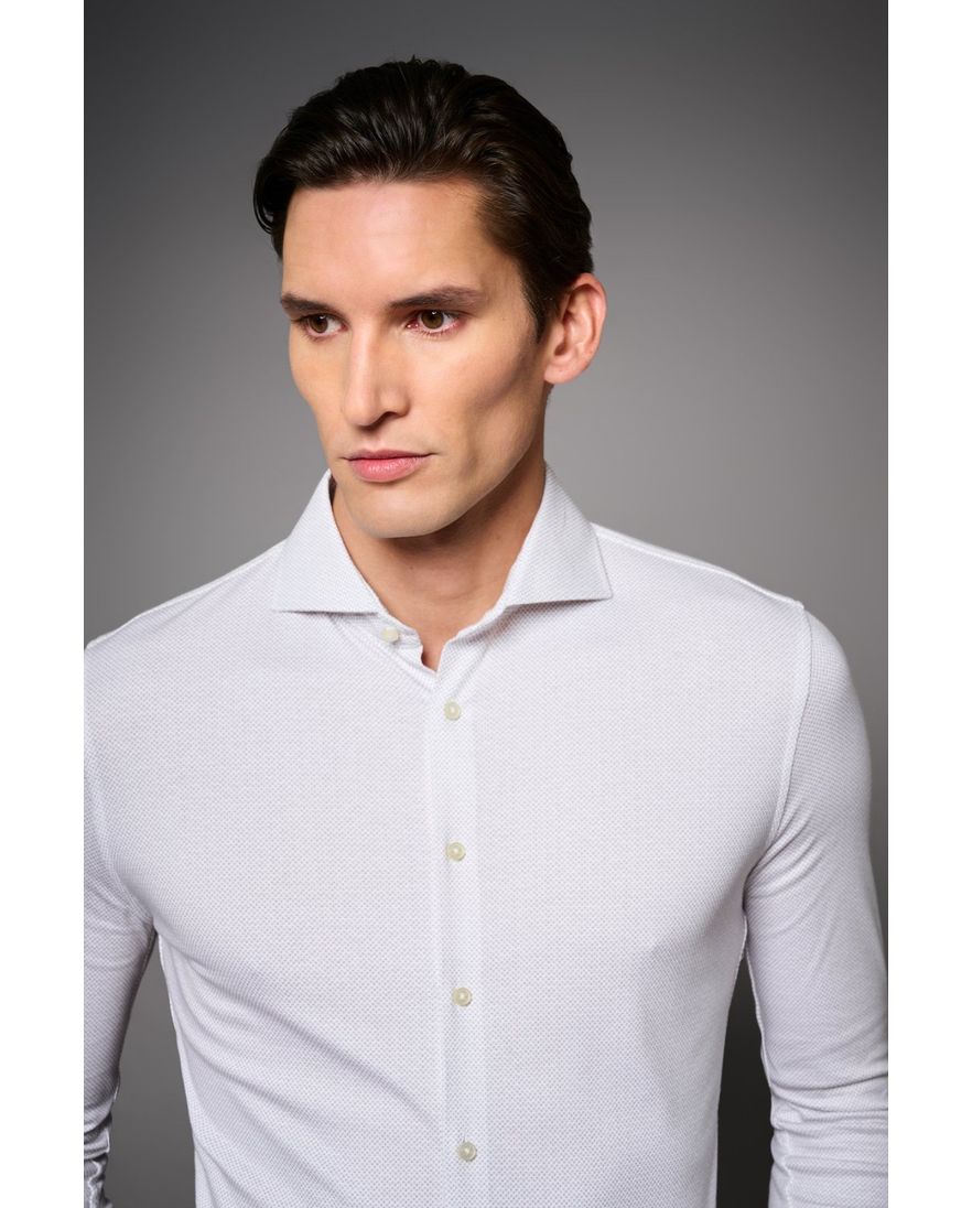 Desoto business overhemd slim fit lichtbruin geprint