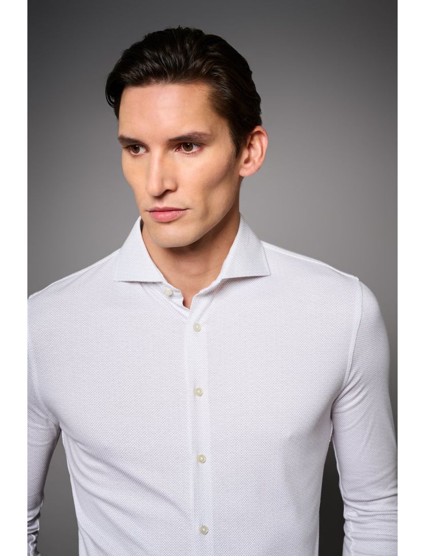 katoenen Desoto business overhemd slim fit geprint lichtbruin