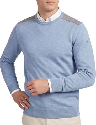 Paul & Shark Paul & Shark trui ronde hals effen lichtblauw katoen gemêleerd