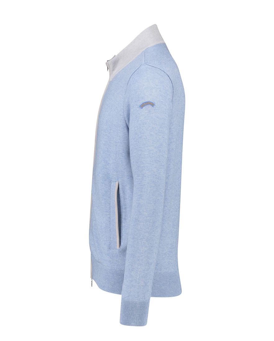 Paul & Shark vest lichtblauw rits gemêleerd
