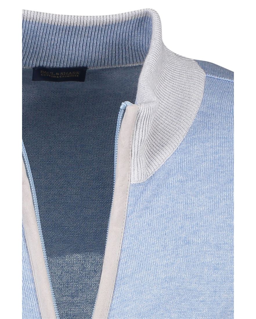 Paul & Shark vest lichtblauw rits gemêleerd