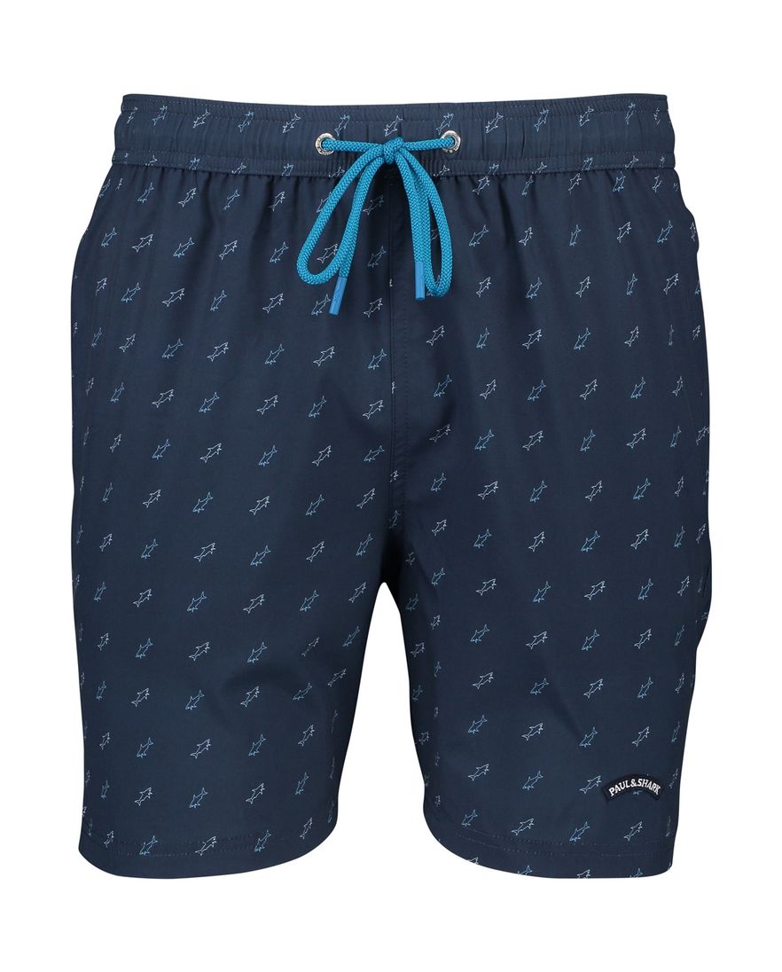 Paul & Shark donkerblauw geprinte zwembroek