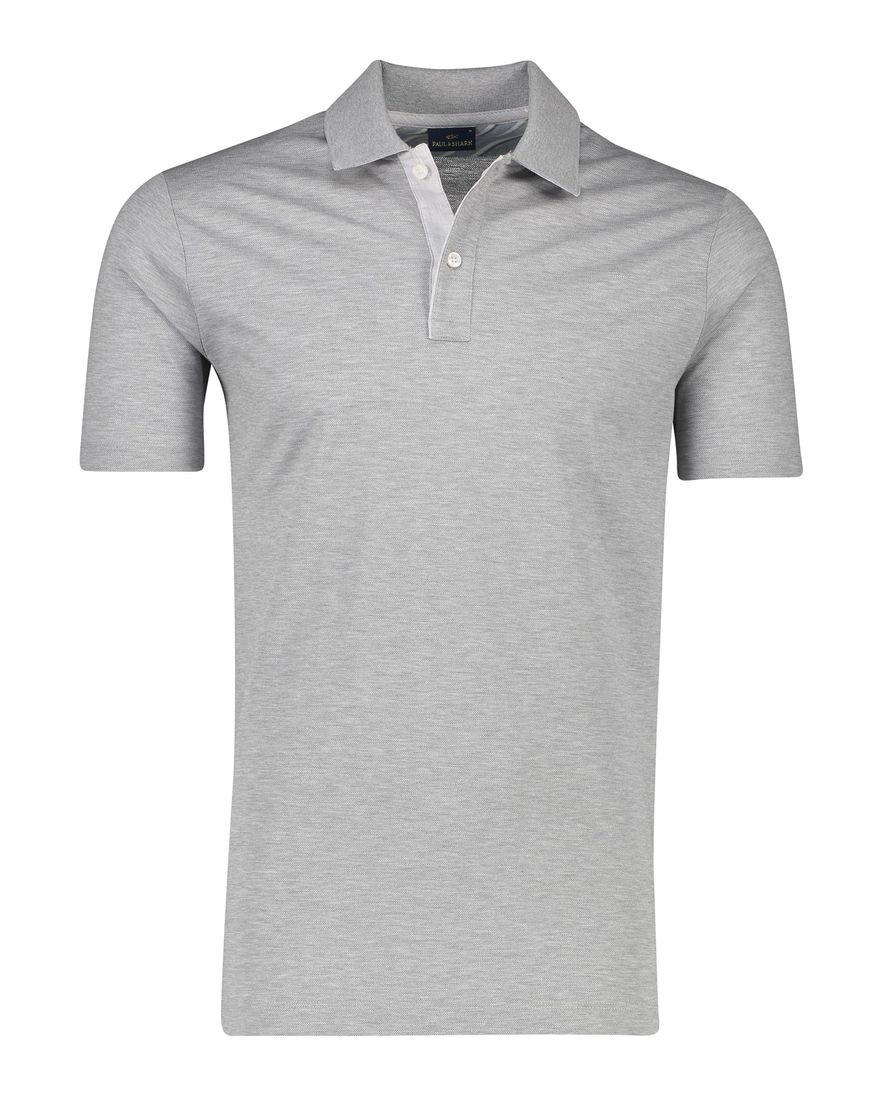Wijde fit Paul & Shark 2-knoops polo katoen grijs gemêleerd