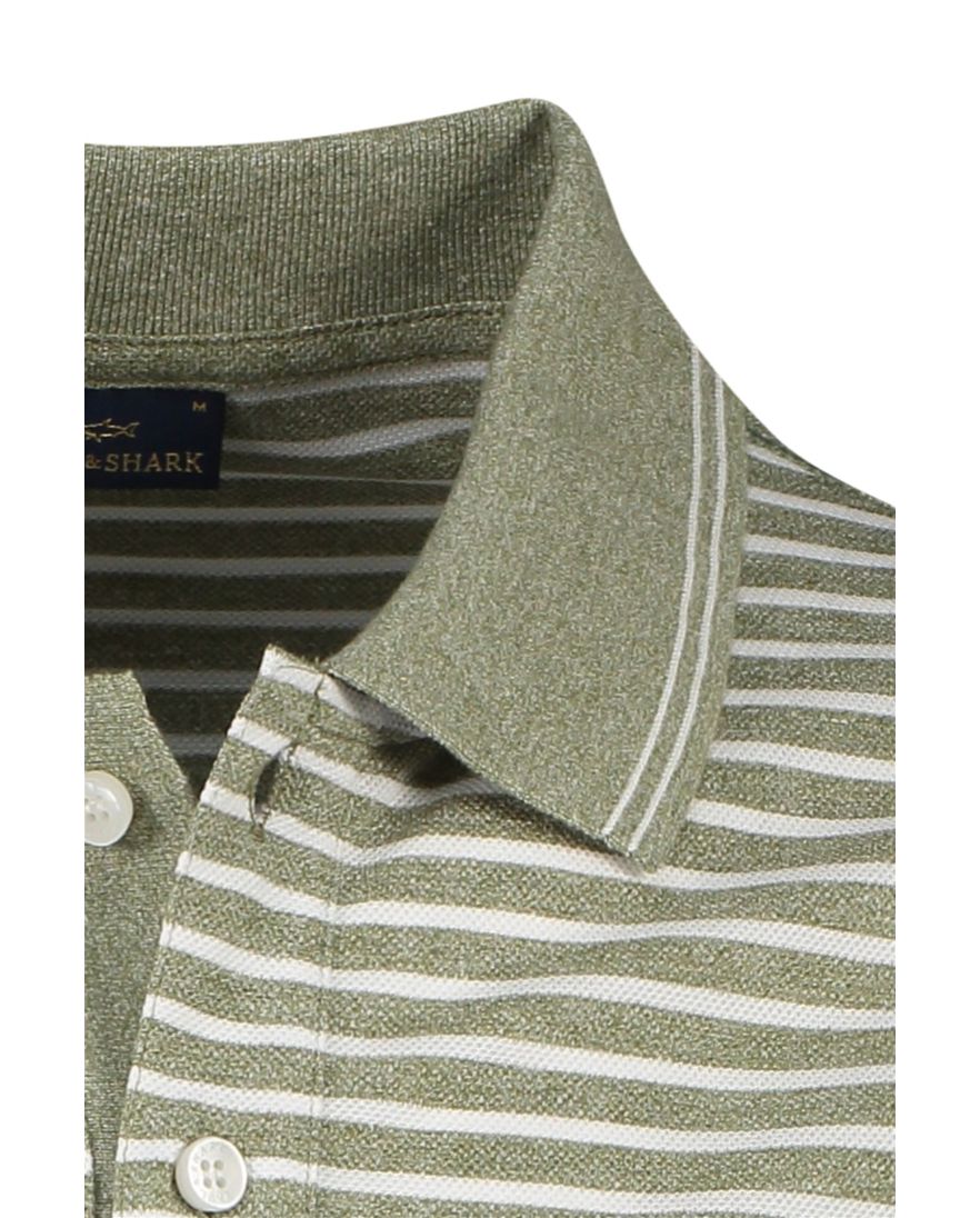 Paul & Shark polo groen gestreept katoen wijde fit 2-knoops