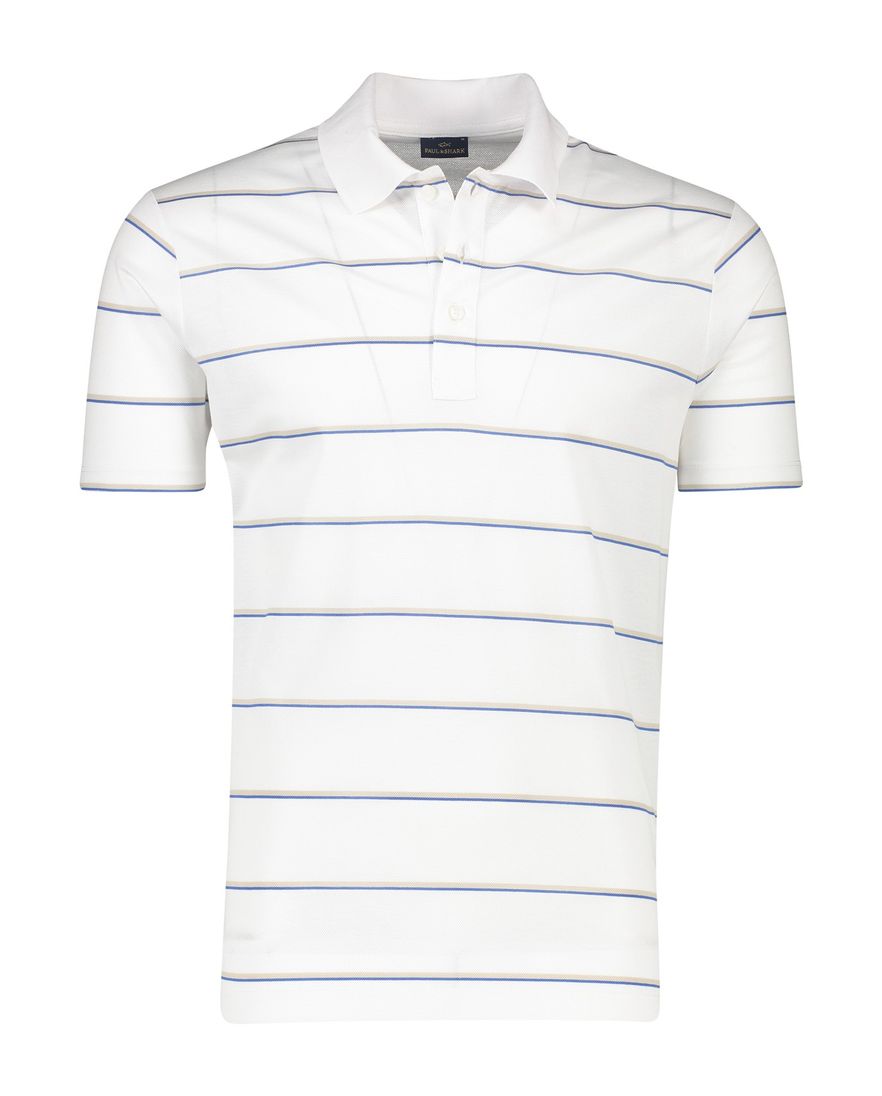 Paul & Shark wit gestreept polo wijde fit 3-knoops katoen