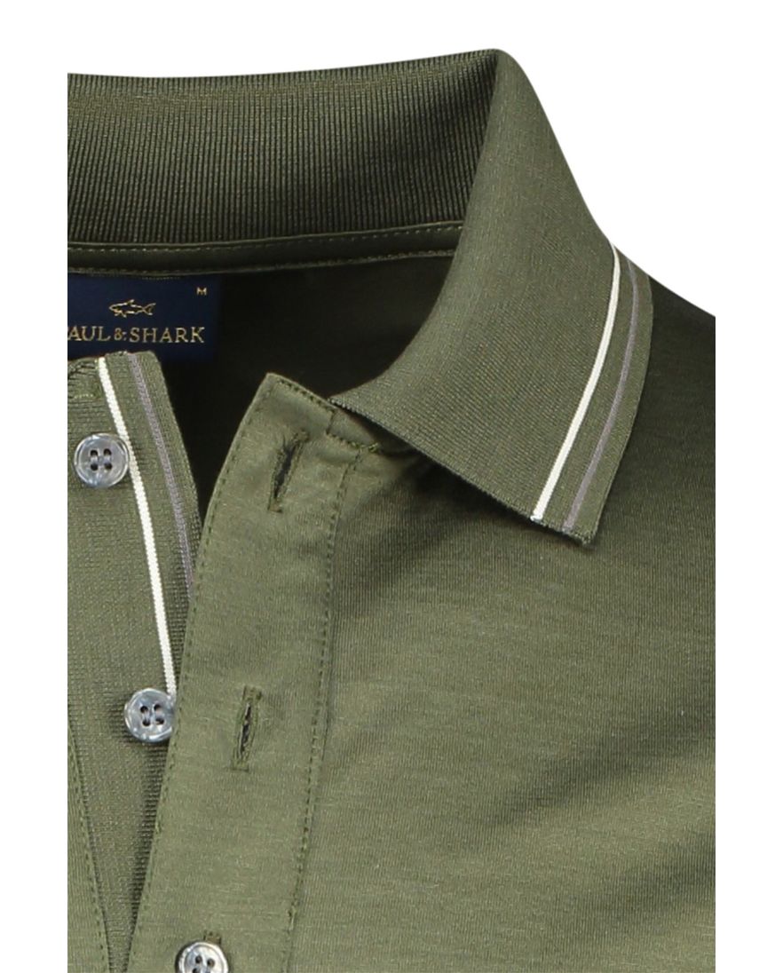 Paul & Shark 3-knoops polo wijde fit groen korte mouw katoen