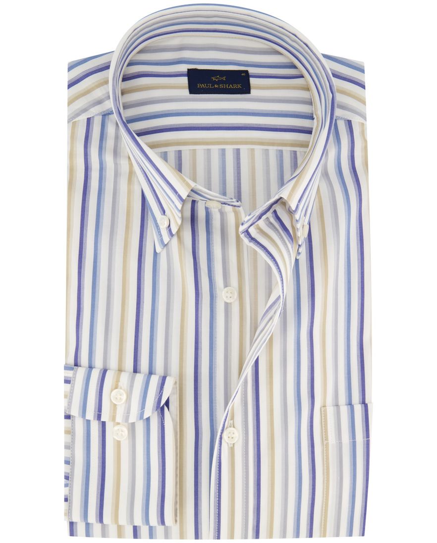 Paul & Shark katoenen casual overhemd wijde fit blauw gestreept