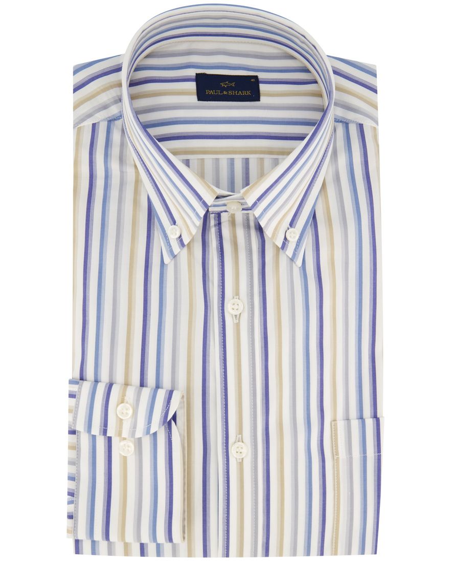 Paul & Shark katoenen casual overhemd wijde fit blauw gestreept
