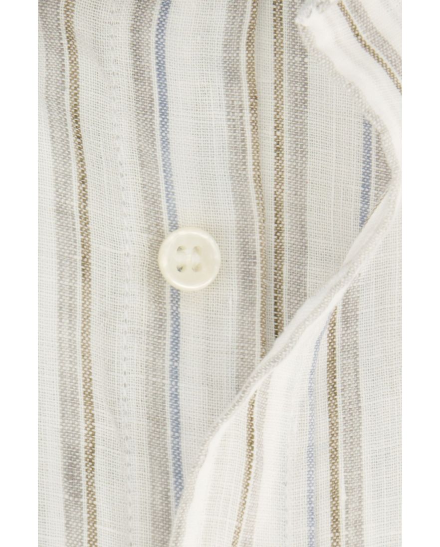 Paul & Shark casual overhemd gestreept wijde fit grijs linnen