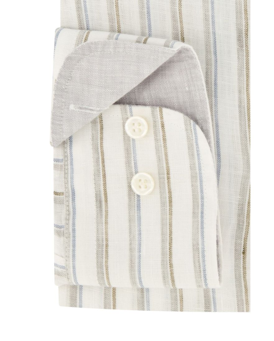 Paul & Shark casual overhemd gestreept wijde fit grijs linnen