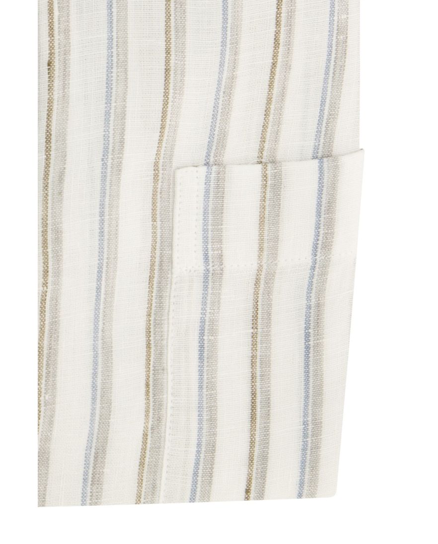 Paul & Shark casual overhemd gestreept wijde fit grijs linnen