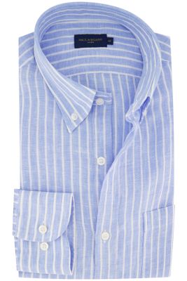 Paul & Shark Paul & Shark overhemd wijde fit lichtblauw wit gestreept