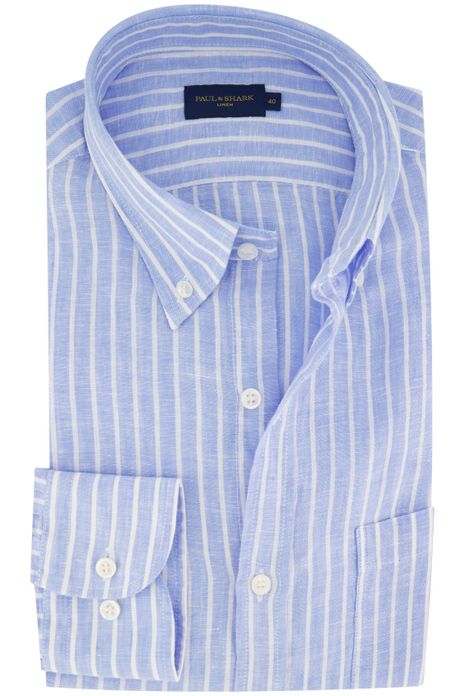 Paul & Shark overhemd wijde fit lichtblauw wit gestreept