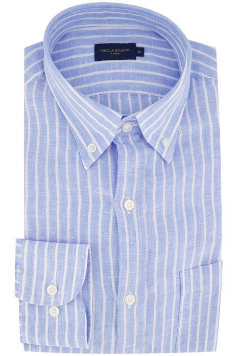 Paul & Shark overhemd wijde fit lichtblauw wit gestreept