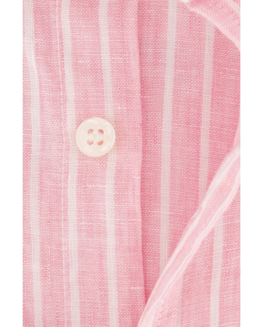 Paul & Shark casual overhemd wijde fit wit lichtroze gestreept linnen