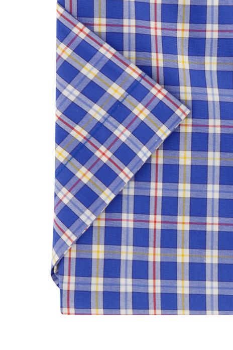 Paul & Shark overhemd korte mouw wijde fit blauw geruit