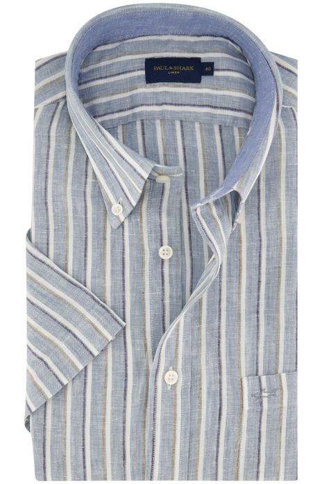Paul & Shark overhemd wijde fit lichtblauw gestreept
