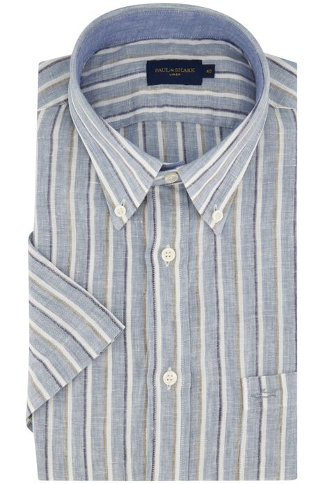 Paul & Shark overhemd wijde fit lichtblauw gestreept
