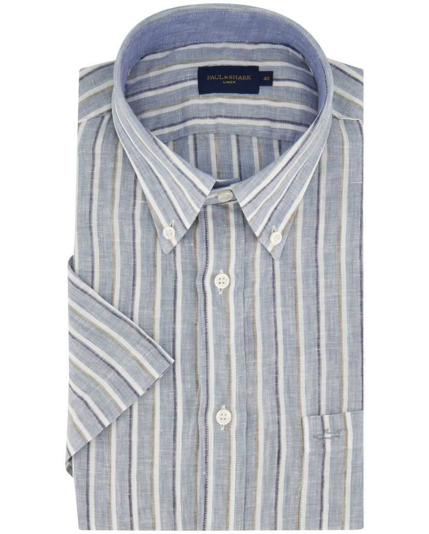 Paul & Shark overhemd wijde fit lichtblauw gestreept