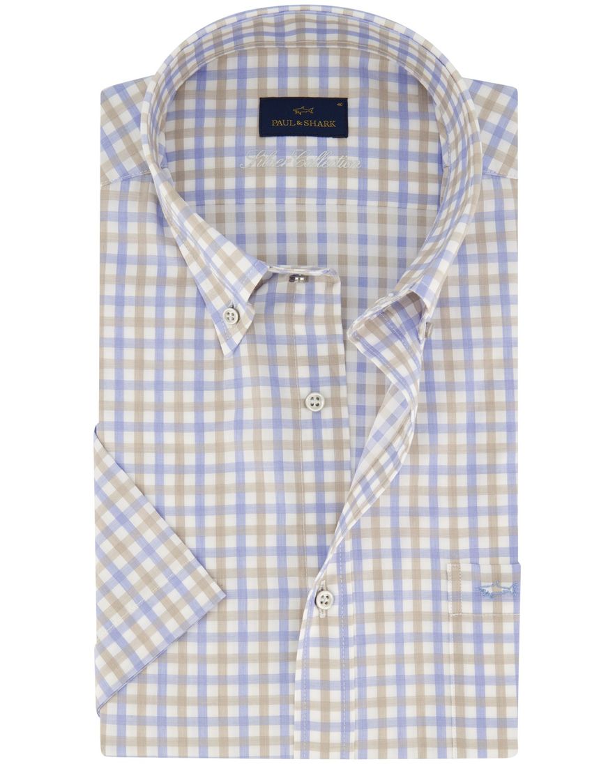 Paul & Shark blauw geruit overhemd wijde fit katoen