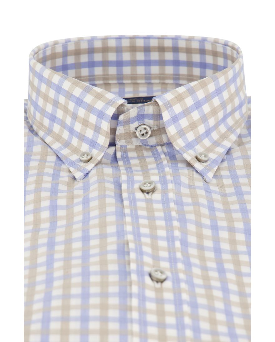 Paul & Shark blauw geruit overhemd wijde fit katoen