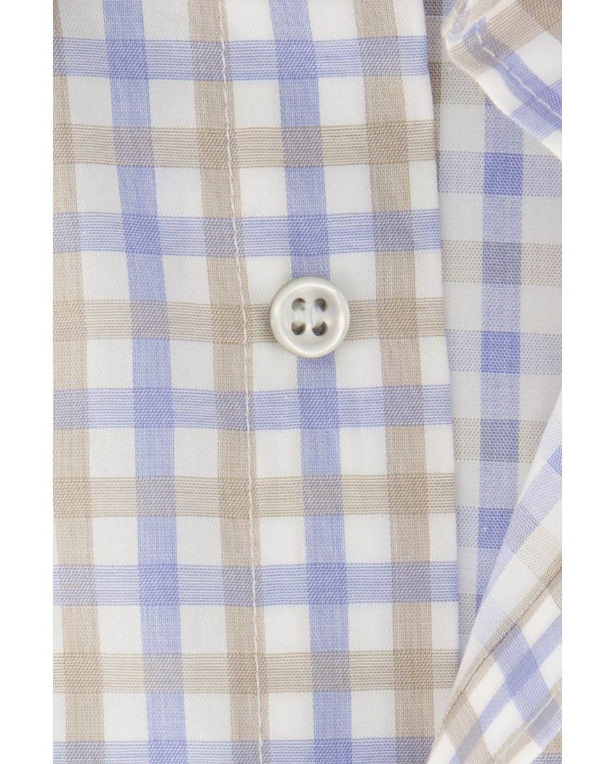 Paul & Shark blauw geruit overhemd wijde fit katoen