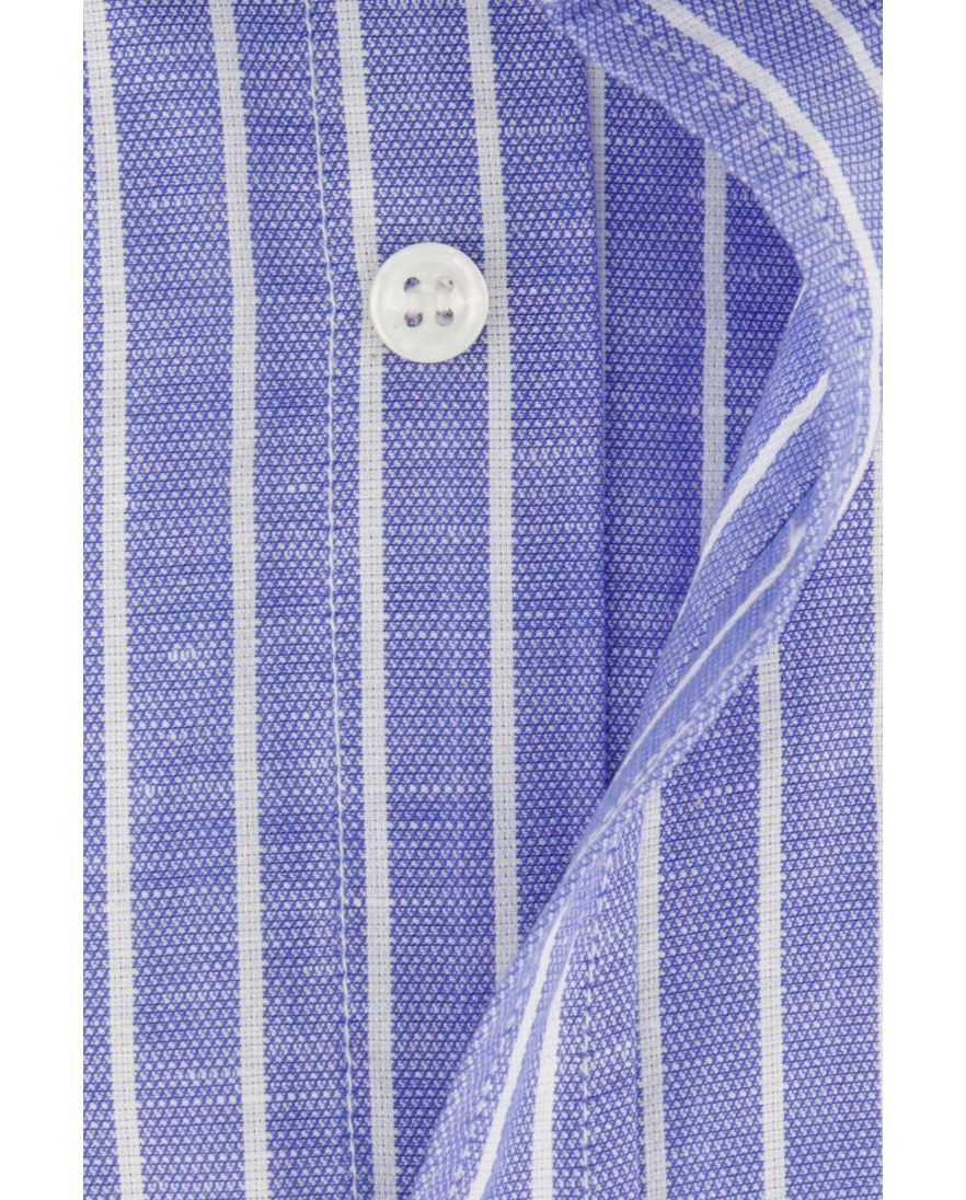 Paul & Shark overhemd blauw gestreept korte mouw borstzak katoen