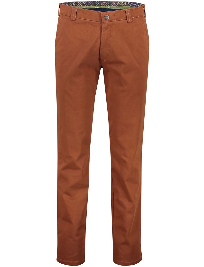 Meyer broek chino Rio bruin effen katoen