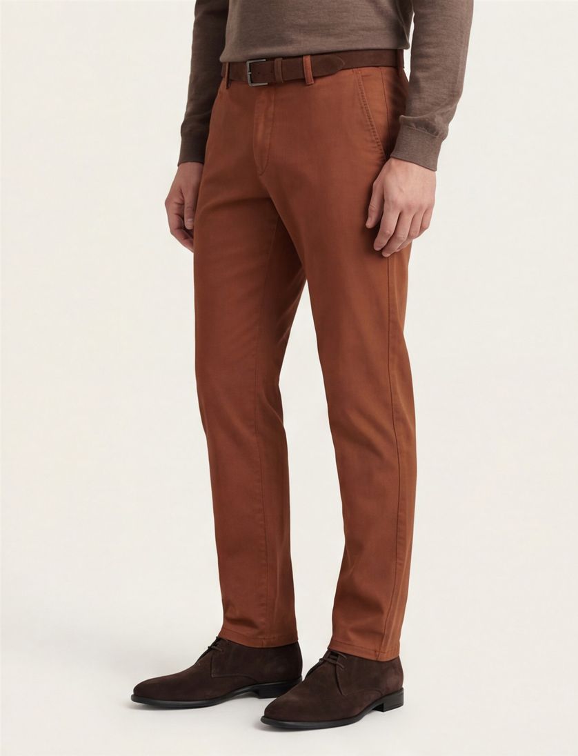 Meyer broek chino Rio bruin effen katoen