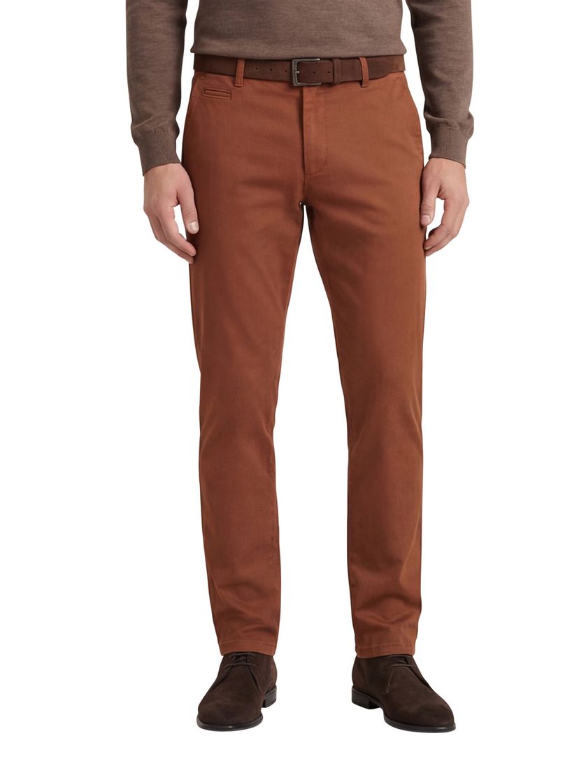 Meyer broek chino Rio bruin effen katoen