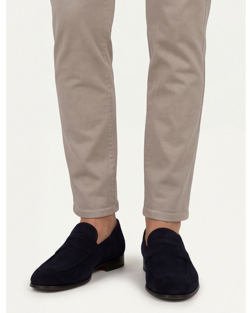 Donkerblauwe Magnanni loafers leer suede