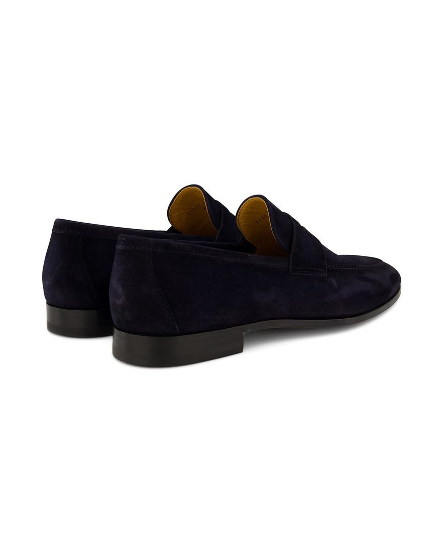 Donkerblauwe Magnanni loafers leer suede