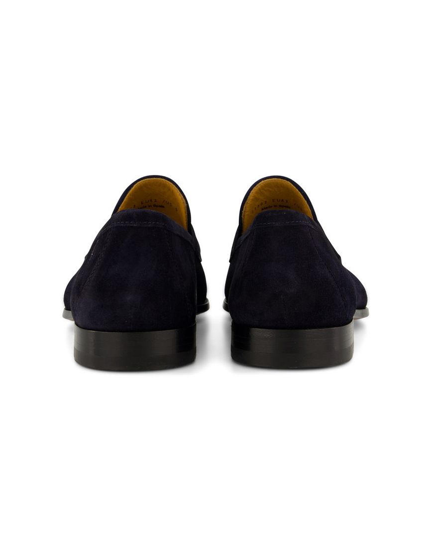 Donkerblauwe Magnanni loafers leer suede