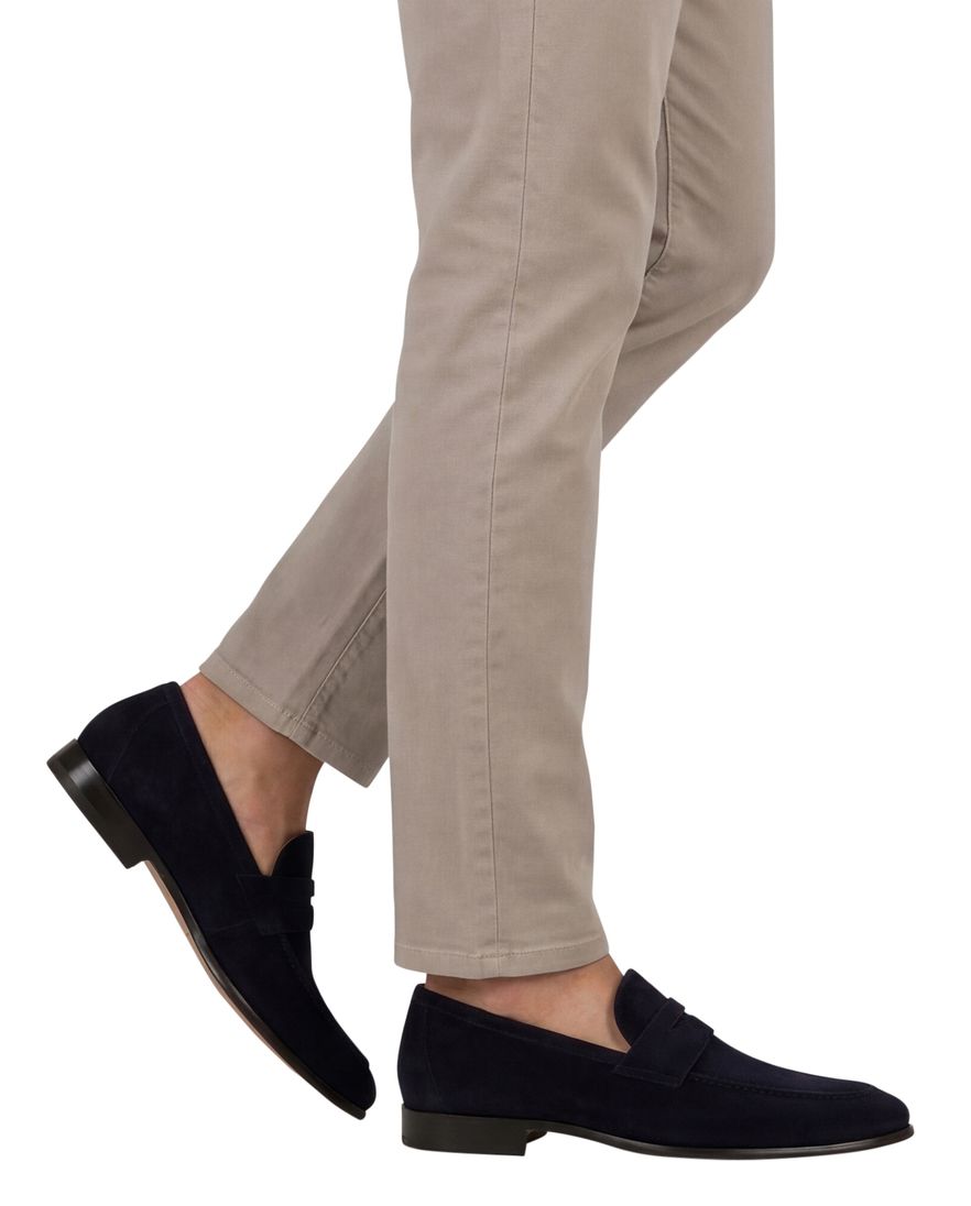 Donkerblauwe Magnanni loafers leer suede