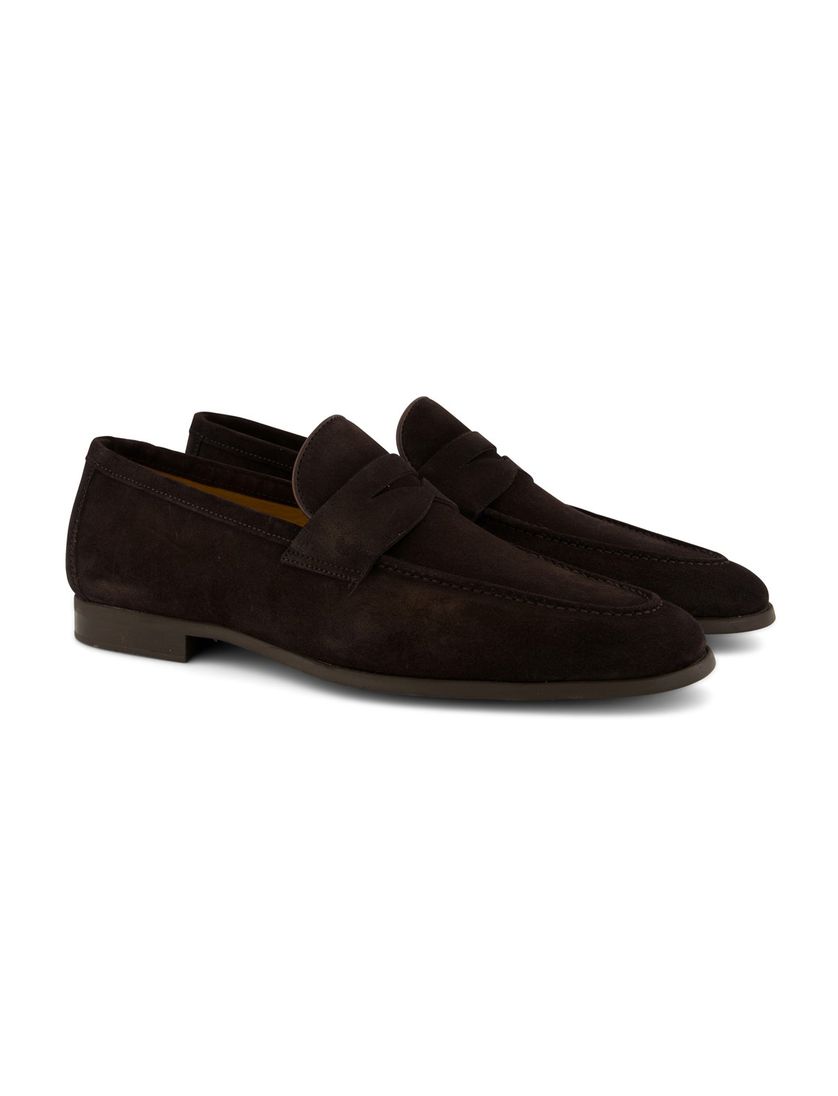 Bruine Magnanni loafers leer suede